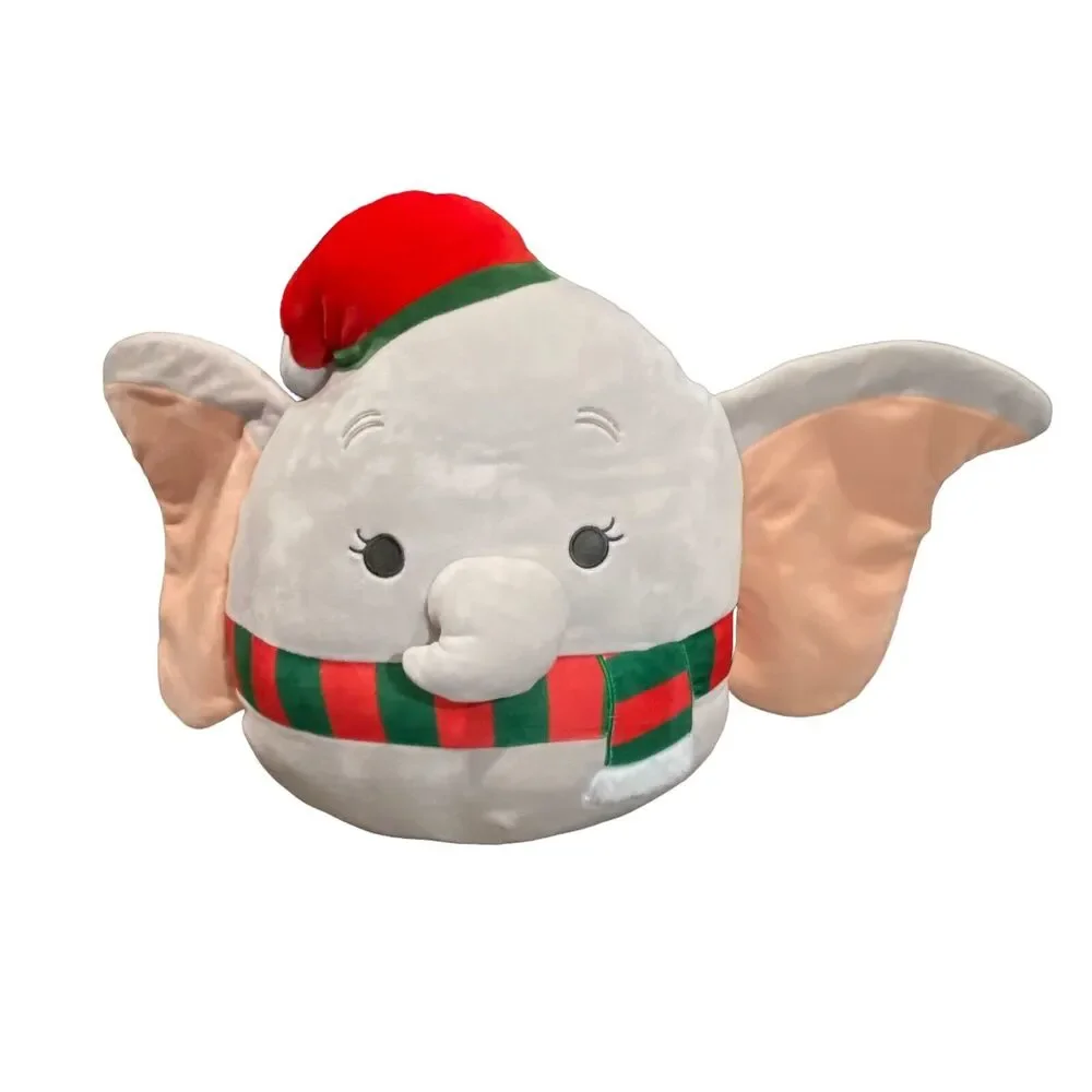 Squishmallow 16” Dumbo‎ The Elephant Disney KellyToys Christmas Hat Scarf